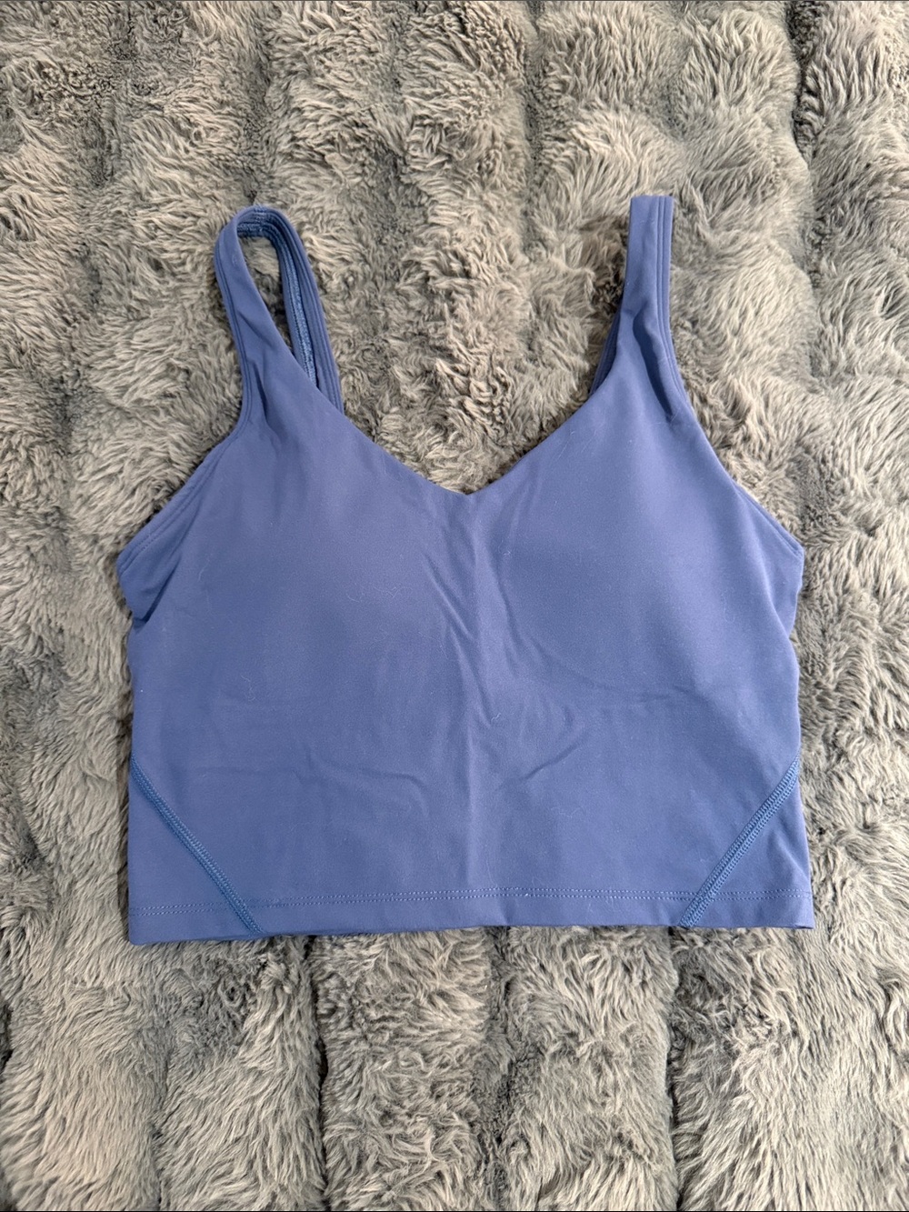 Seamless V-Neck Bralette Top in Slate Blue